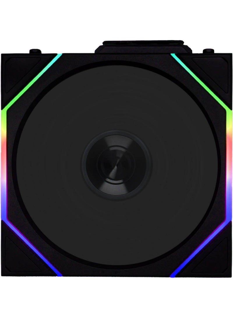 ليان لي مروحة UNI FAN TL اللاسلكية 120 مم، مروحة RGB لاسلكية بتردد 2.4 جيجاهرتز، تحكم PWM، تصميم معياري متشابك، تدفق هواء عالٍ وضوضاء منخفضة، متوافقة مع برنامج L-Connect 3، أسود | 12TL1W1B - Image 1